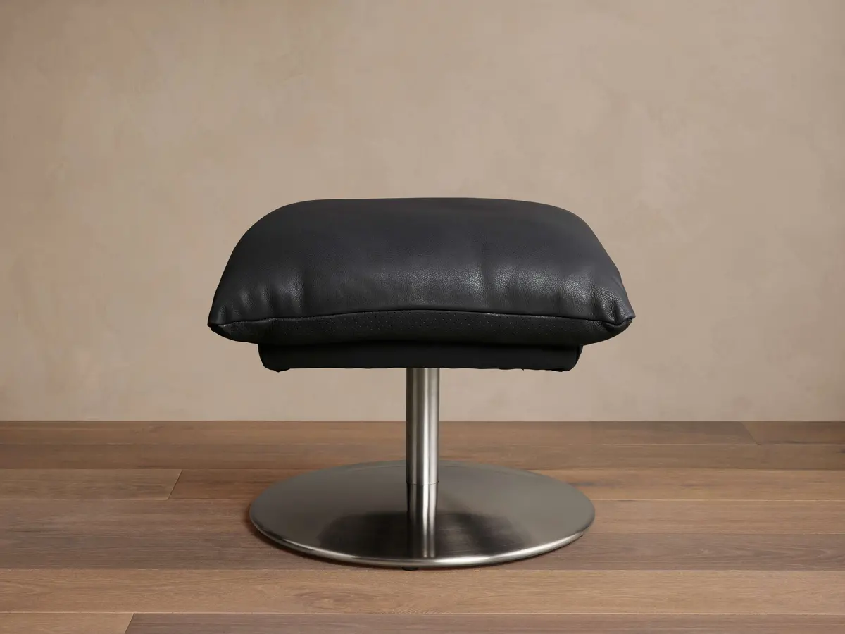 Deacon Leather Ottoman In Lanie Onyx 1
