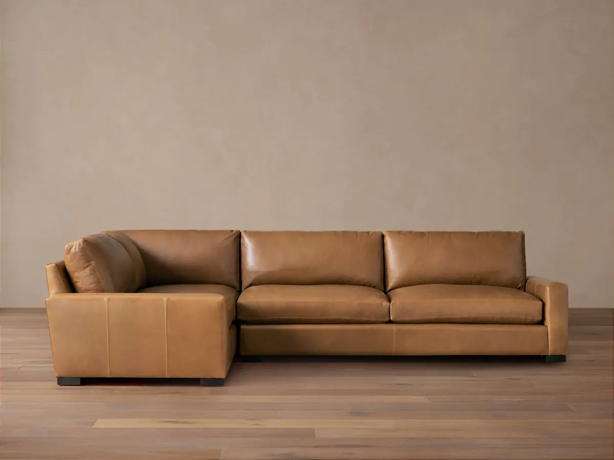Remington Leather Two-Piece Sectional In Saratoga Chocolate 1