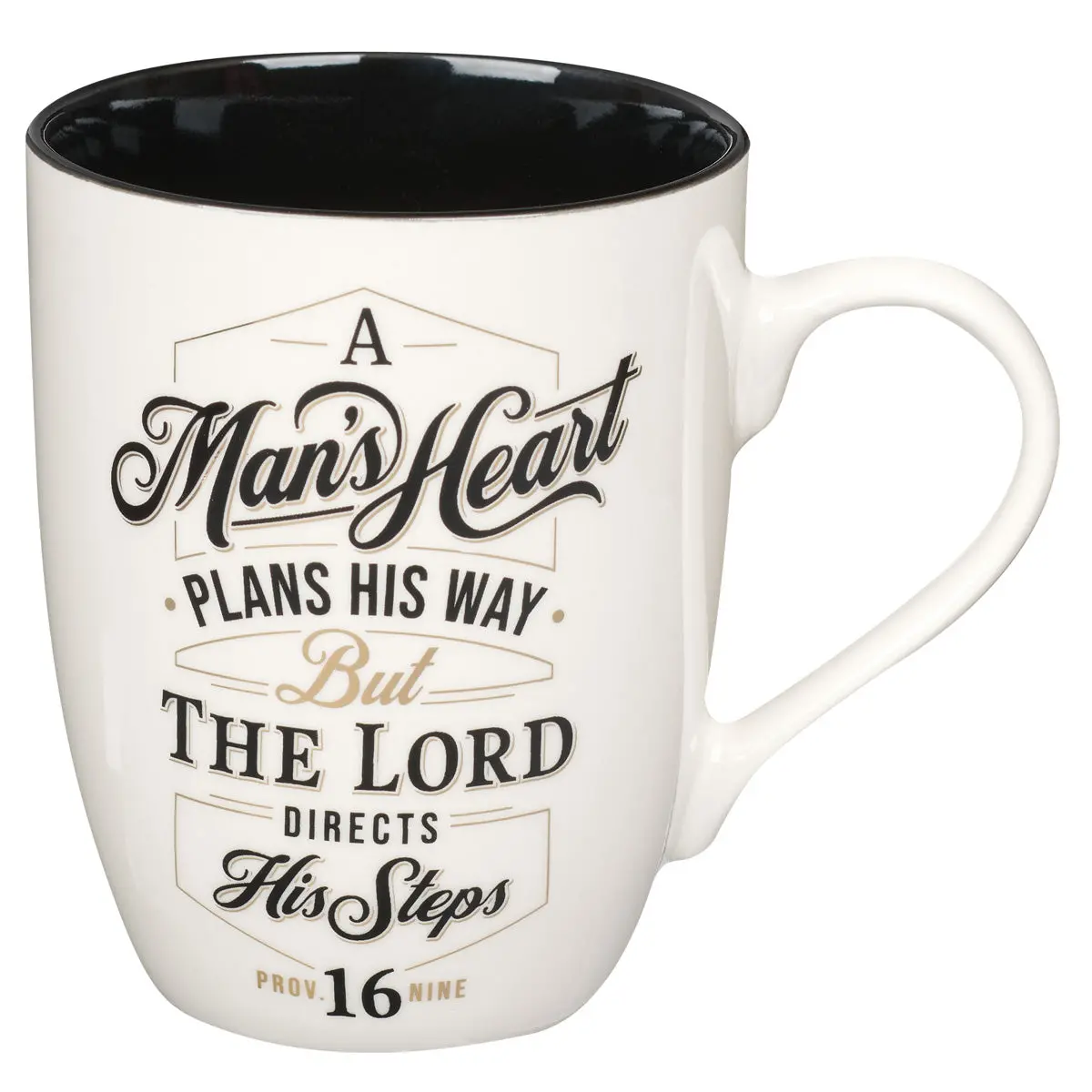 A Man's Heart Plans His Way Ceramic Mug With Black Interior - Proverbs 16:9 1
