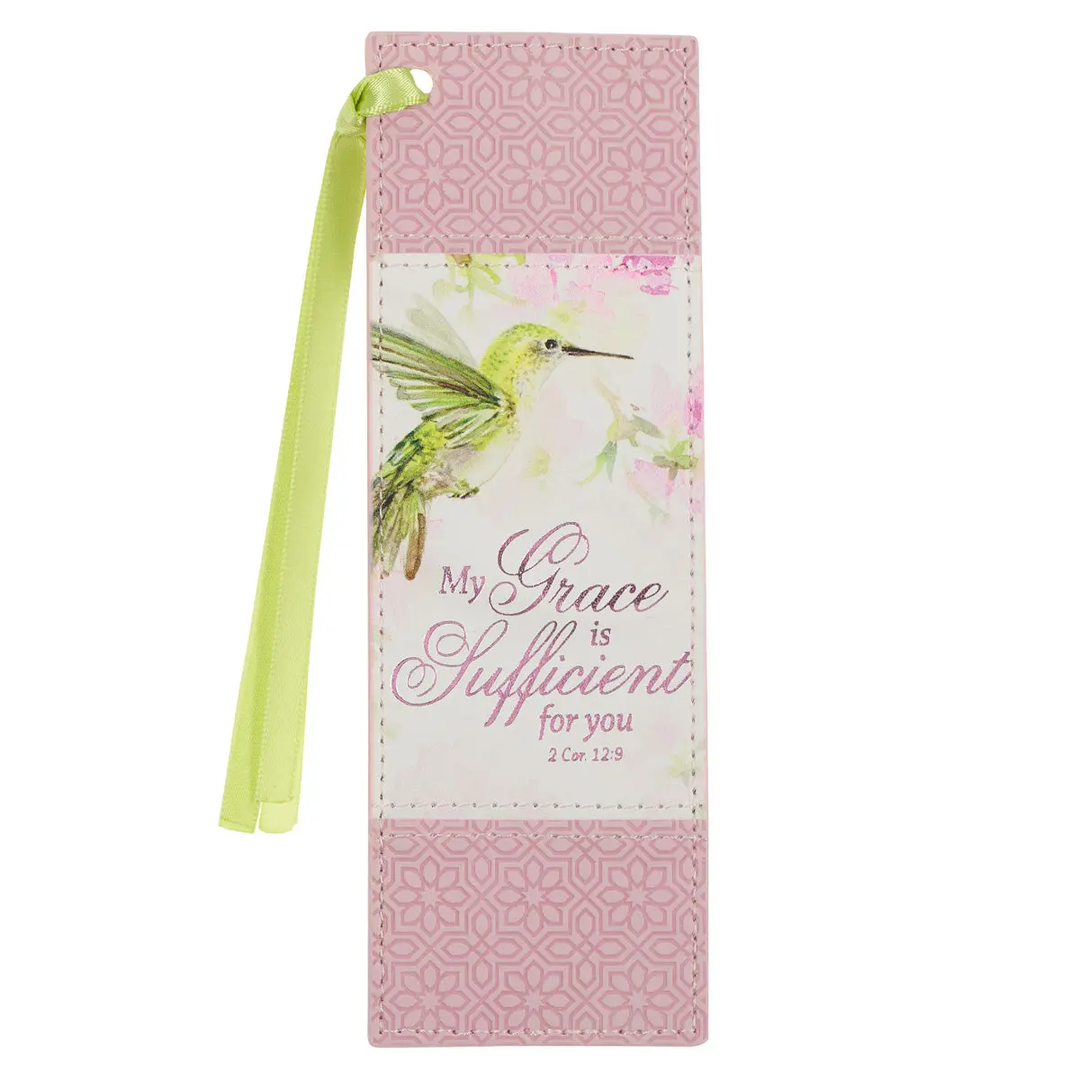 My Grace Is Sufficient For You Pink Faux Leather Bookmark 1