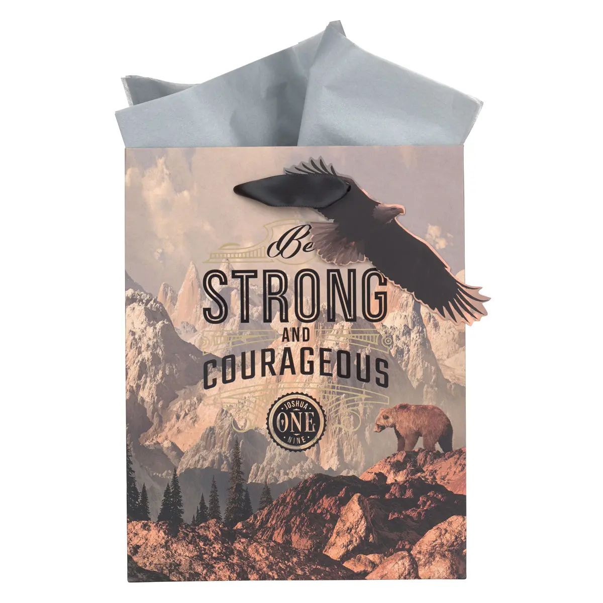 Be Strong And Courageous Medium Gift Bag With Gift Tag 1