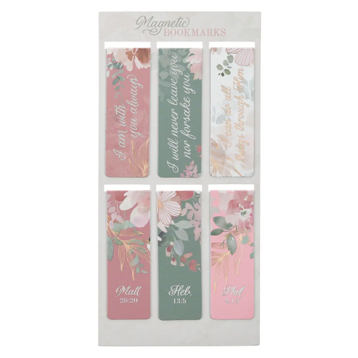 Foiled Floral Six-Piece Magnetic Bookmark Set 1