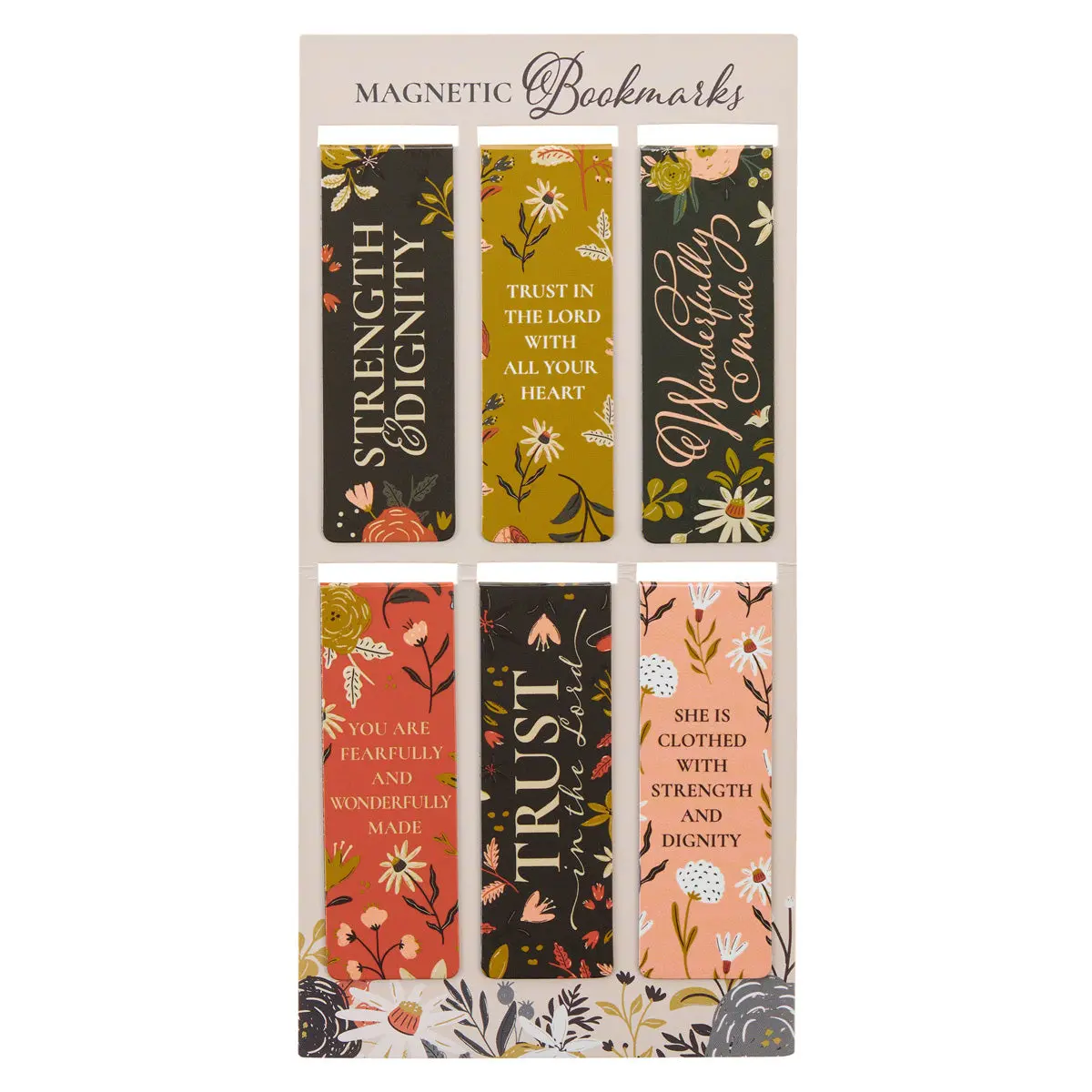 Warm Florals Six-Piece Magnetic Bookmark Set 1
