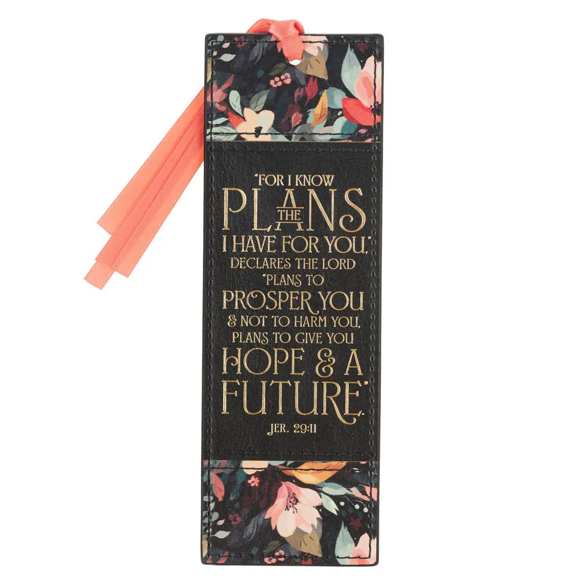 For I Know The Plans I Have For You Black Faux Leather Bookmark 1