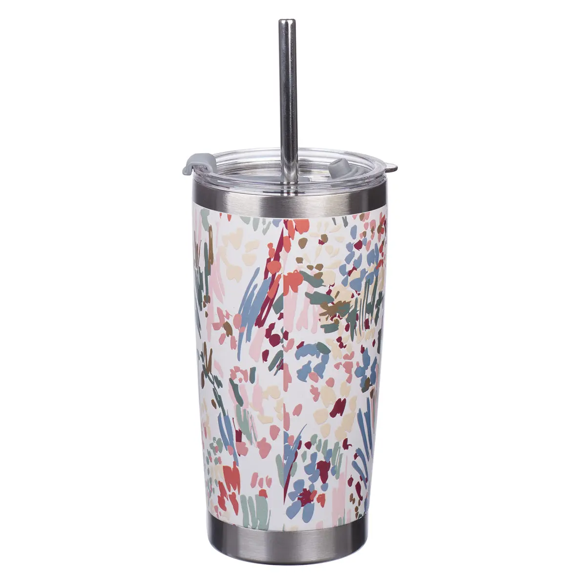 He Has Made Everything Beautiful In Its Time Floral Stainless Steel Travel Mug With Straw 2