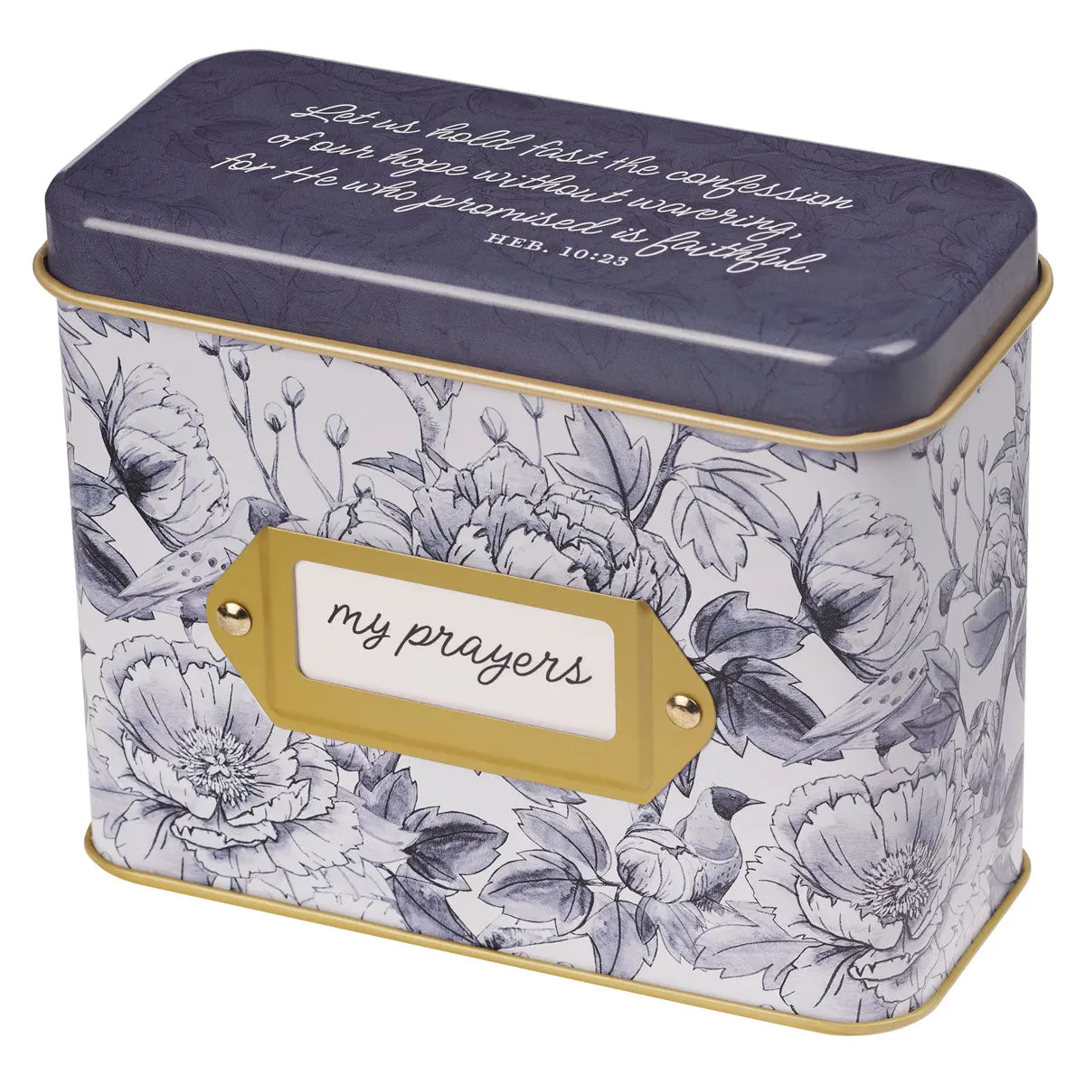 My Prayers Blue Floral Promise Cards In Tin 1
