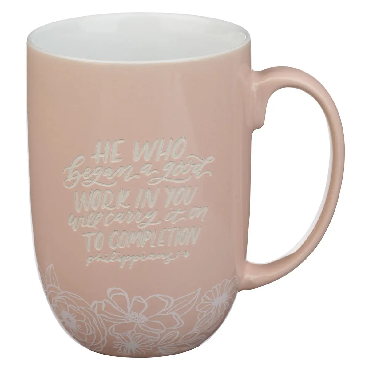 He Who Began A Good Work In You Will Carry It On To Completion Peach Ceramic Mug 1