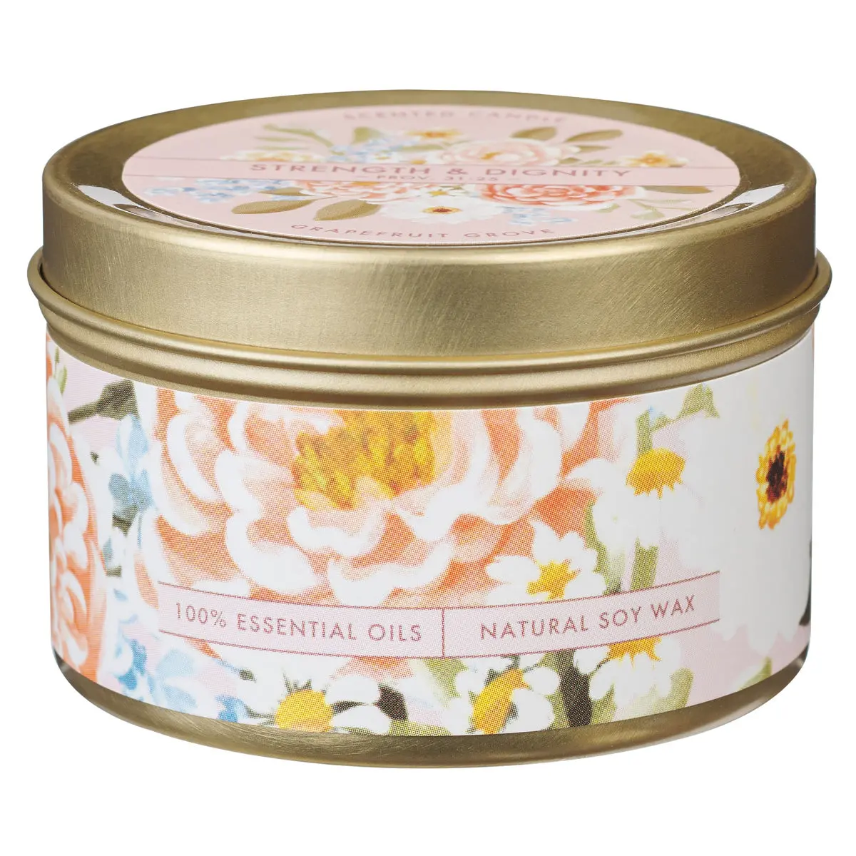Strength And Dignity Grapefruit Grove Scented Candle In Tin 1
