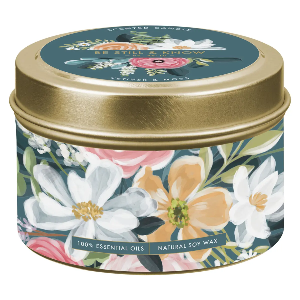 Be Still And Know Vetiver And Moss Scented Candle In Tin 1