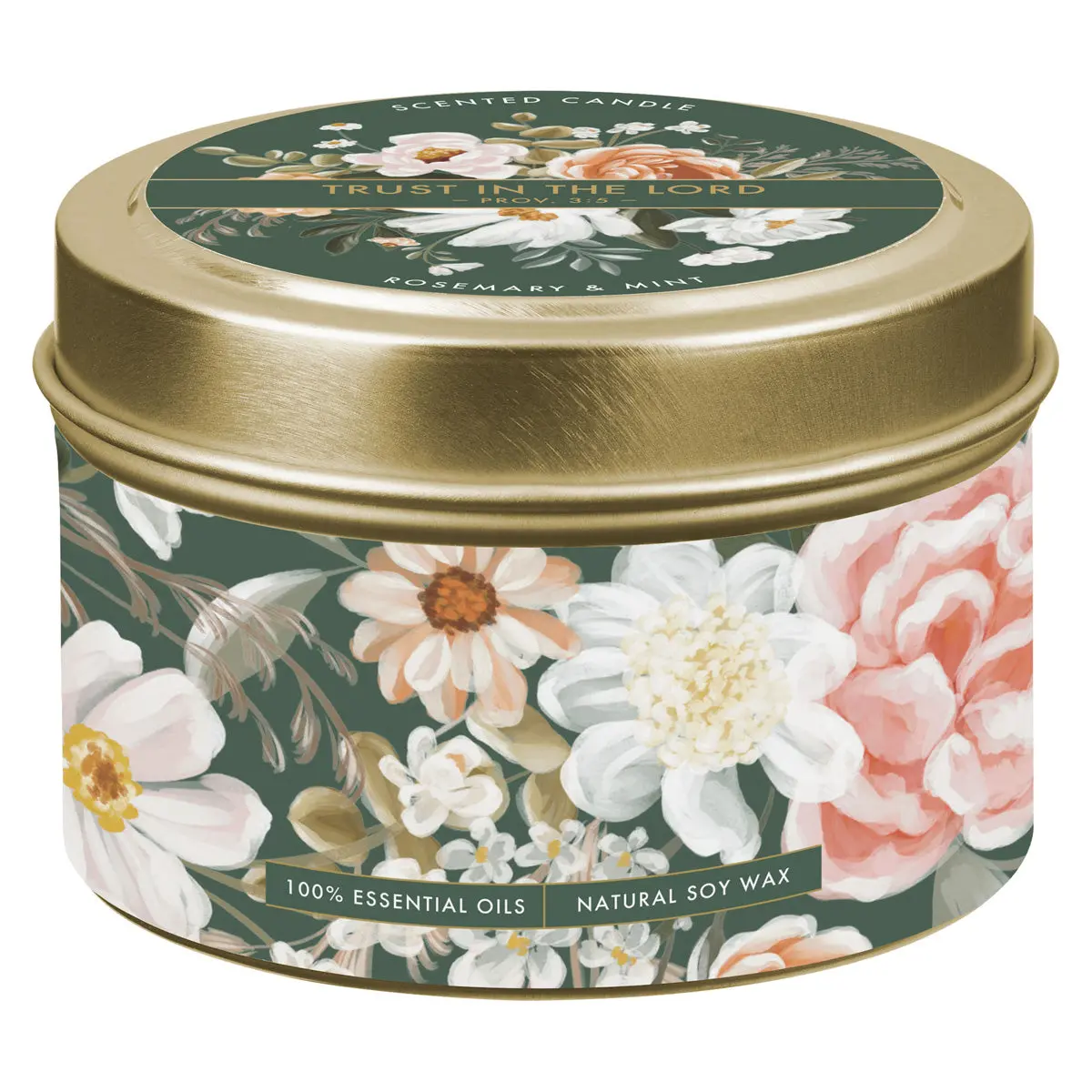 Trust In The Lord Rosemary And Mint Scented Candle In Tin 1