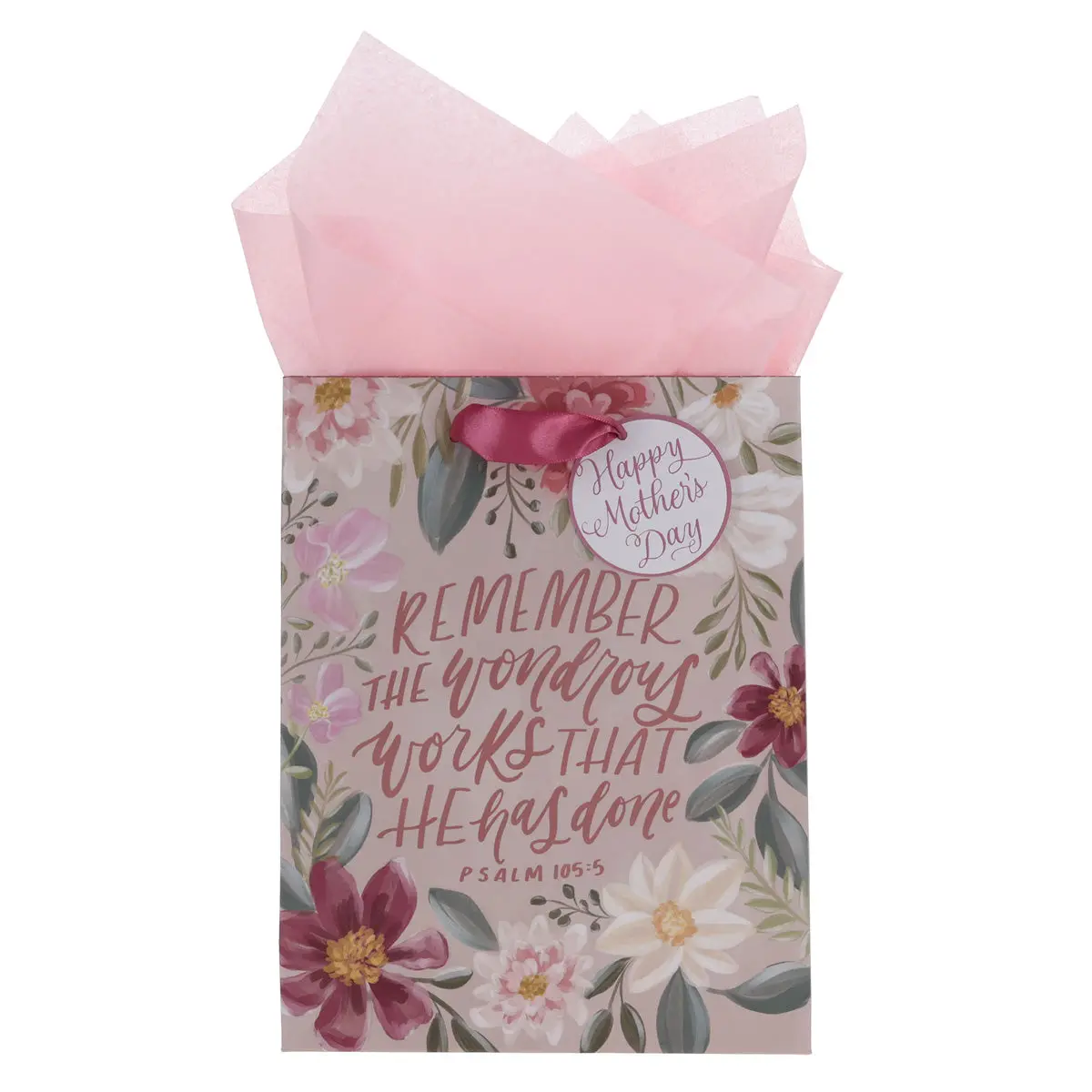 Remember The Wonderous Works He Has Done Medium Gift Bag With Gift Tag 1