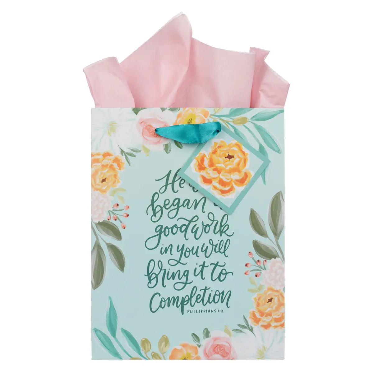 He Who Began A Good Work In You Will Bring It To Completion Medium Gift Bag With Gift Tag 1