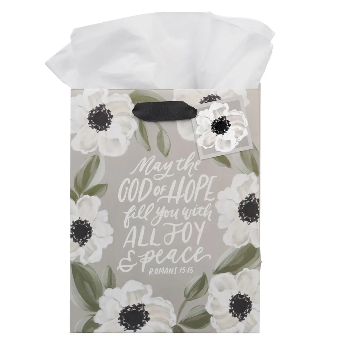 May The God Of Hope Fill You With All Joy And Peace Medium Gift Bag With Gift Tag 1