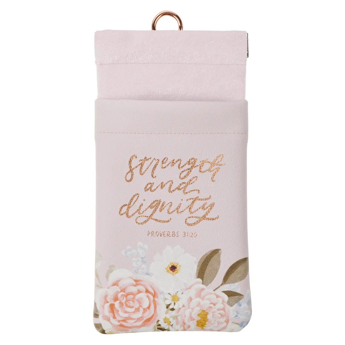 Strength And Dignity Pink Faux Leather Glasses Case 1