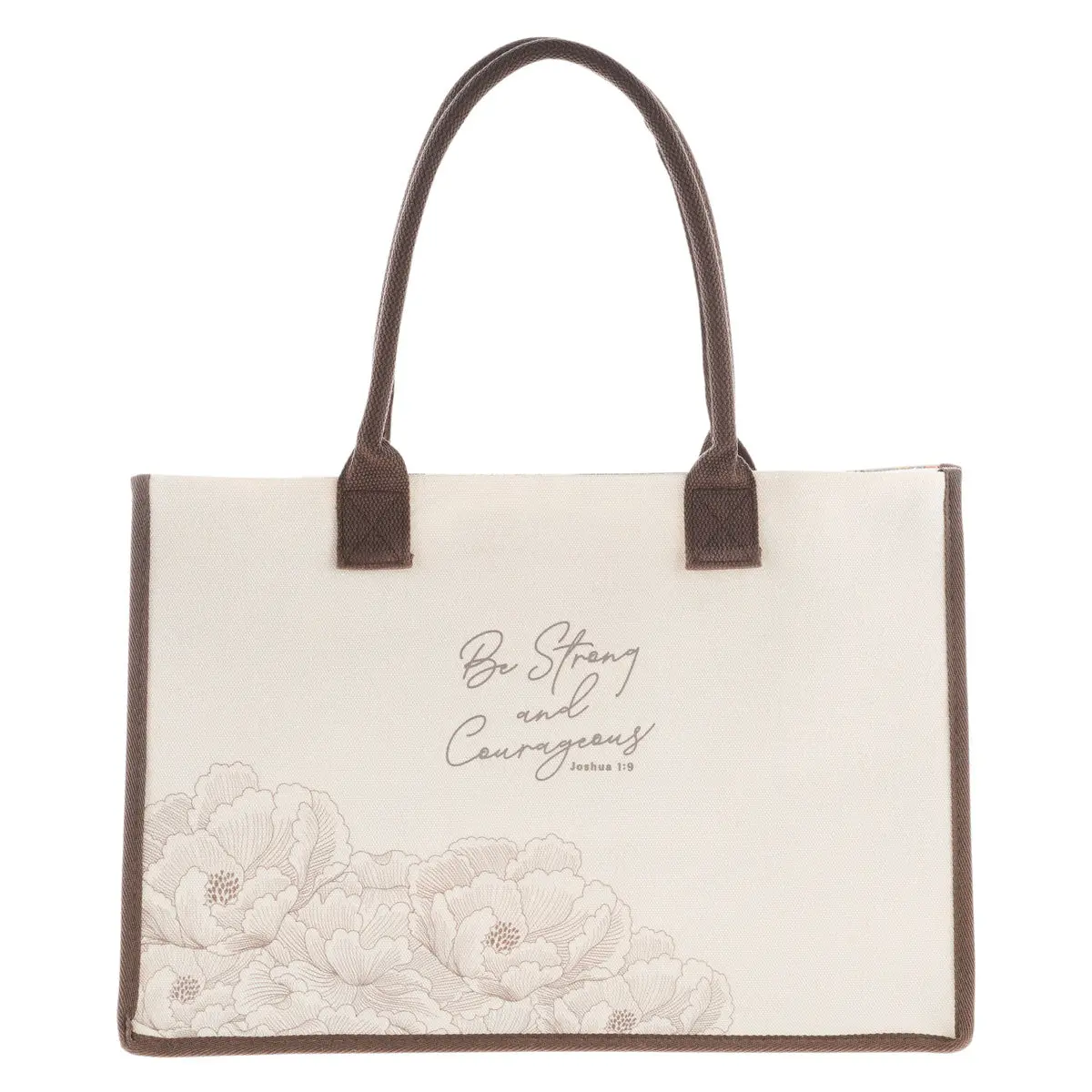 Be Strong And Courageous Cream Canvas Tote Bag 1