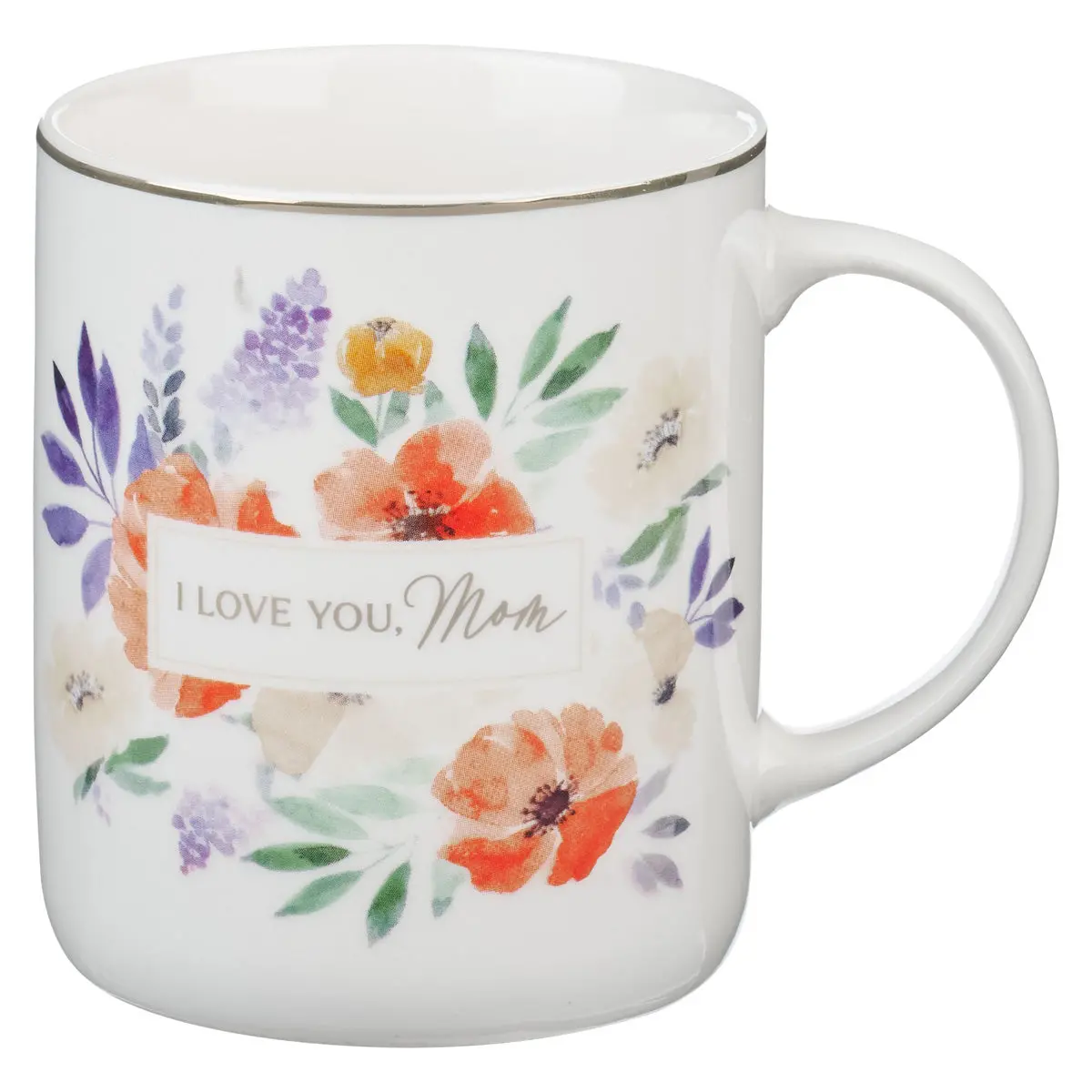 I Love You, Mom Floral Ivory Ceramic Mug 1