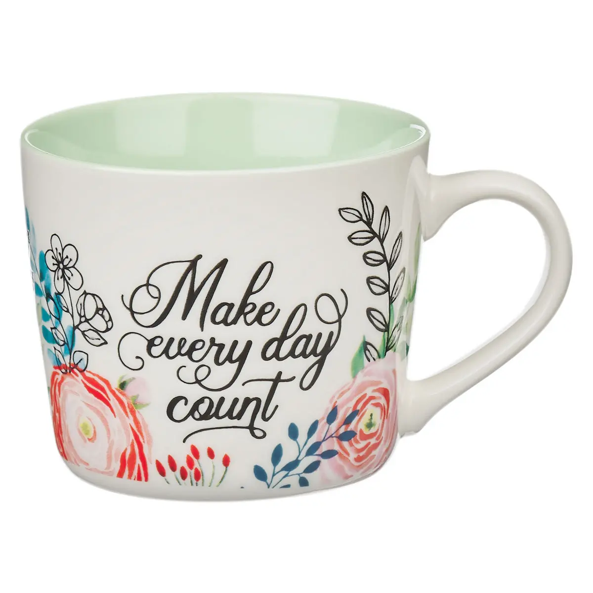 Make Every Day Count Ceramic Mug With Green Interior 1