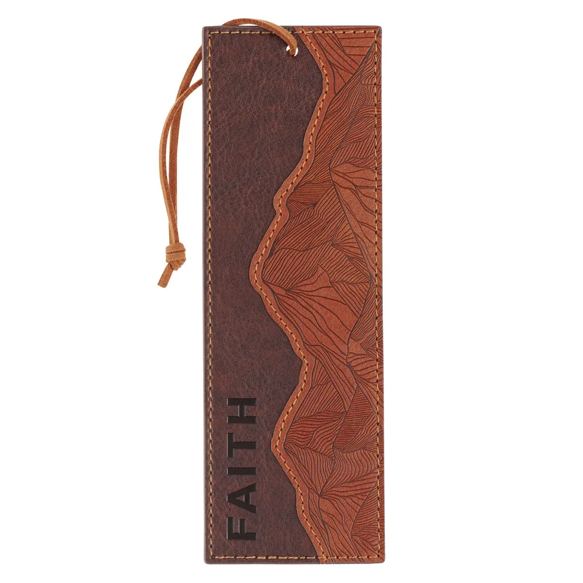 Faith Mountains Two-Tone Brown Faux Leather Bookmark 1