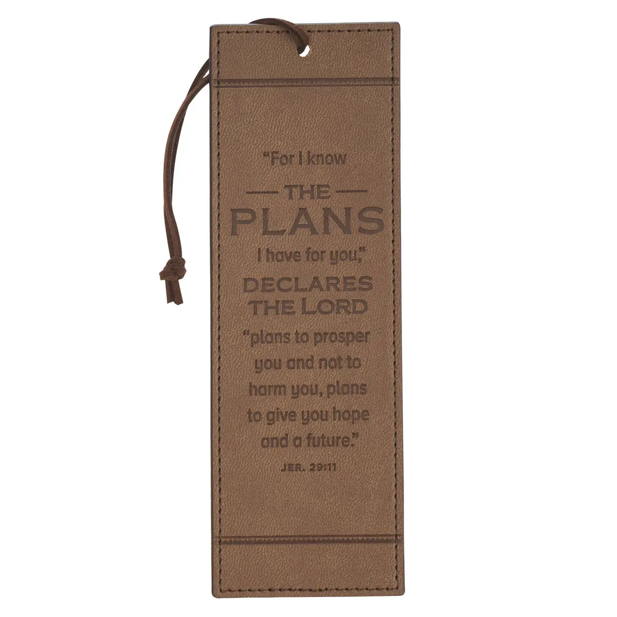 I Know The Plans Cocoa Brown Faux Leather Bookmark 1