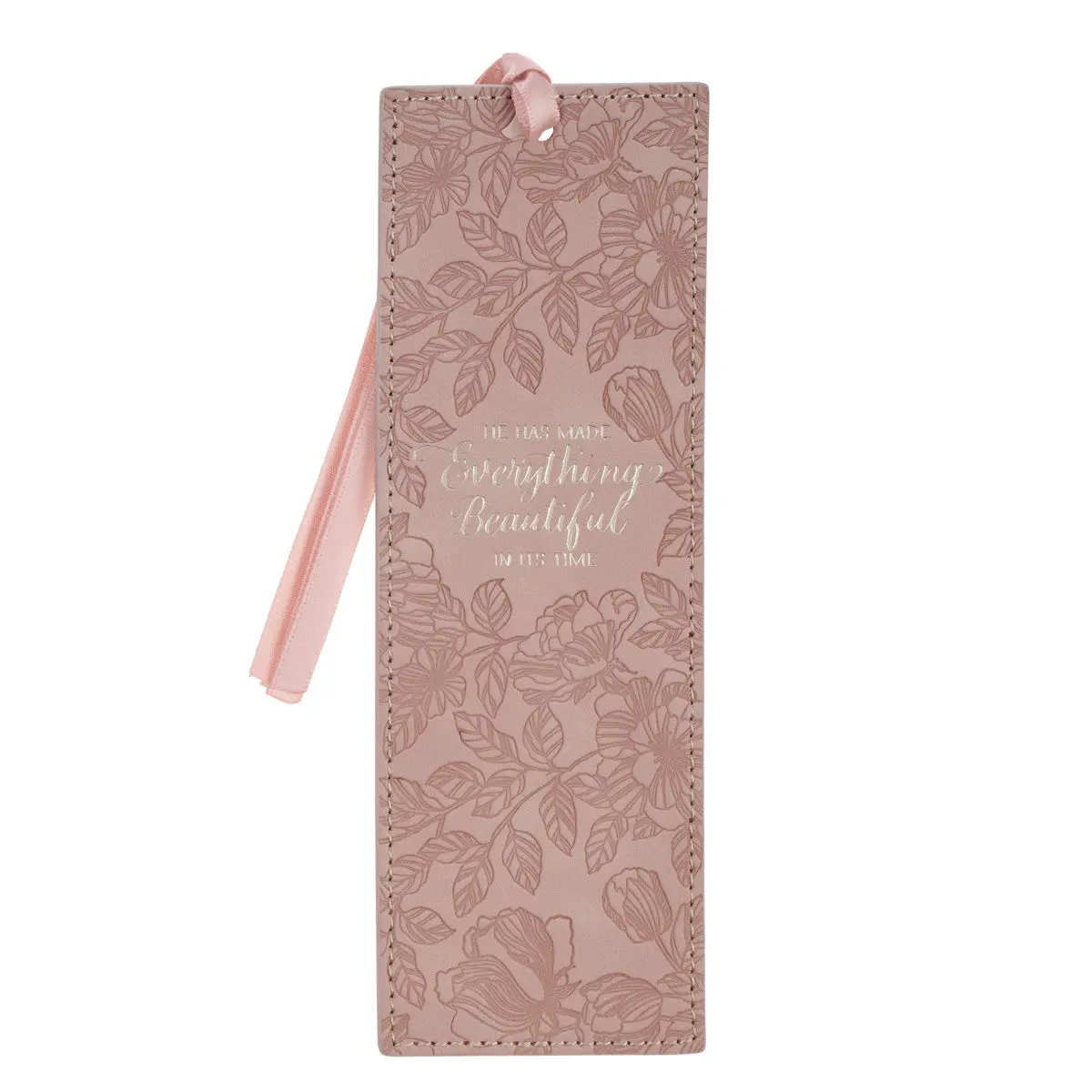 He Has Made Everything Beautiful In Its Time Pink Faux Leather Bookmark 1