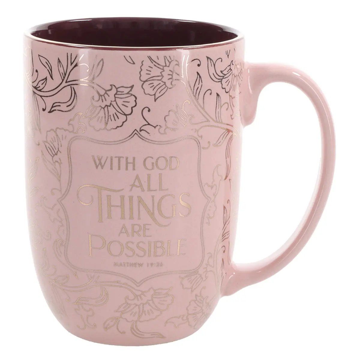 With God All Things Are Possible Pink Ceramic Mug 1