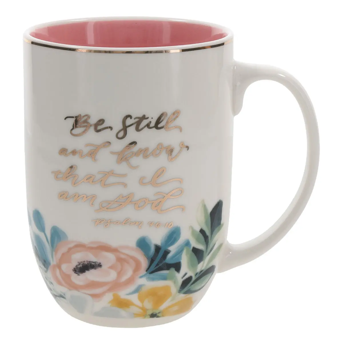 Be Still And Know That I Am God Ceramic Mug With Pink Interior 1