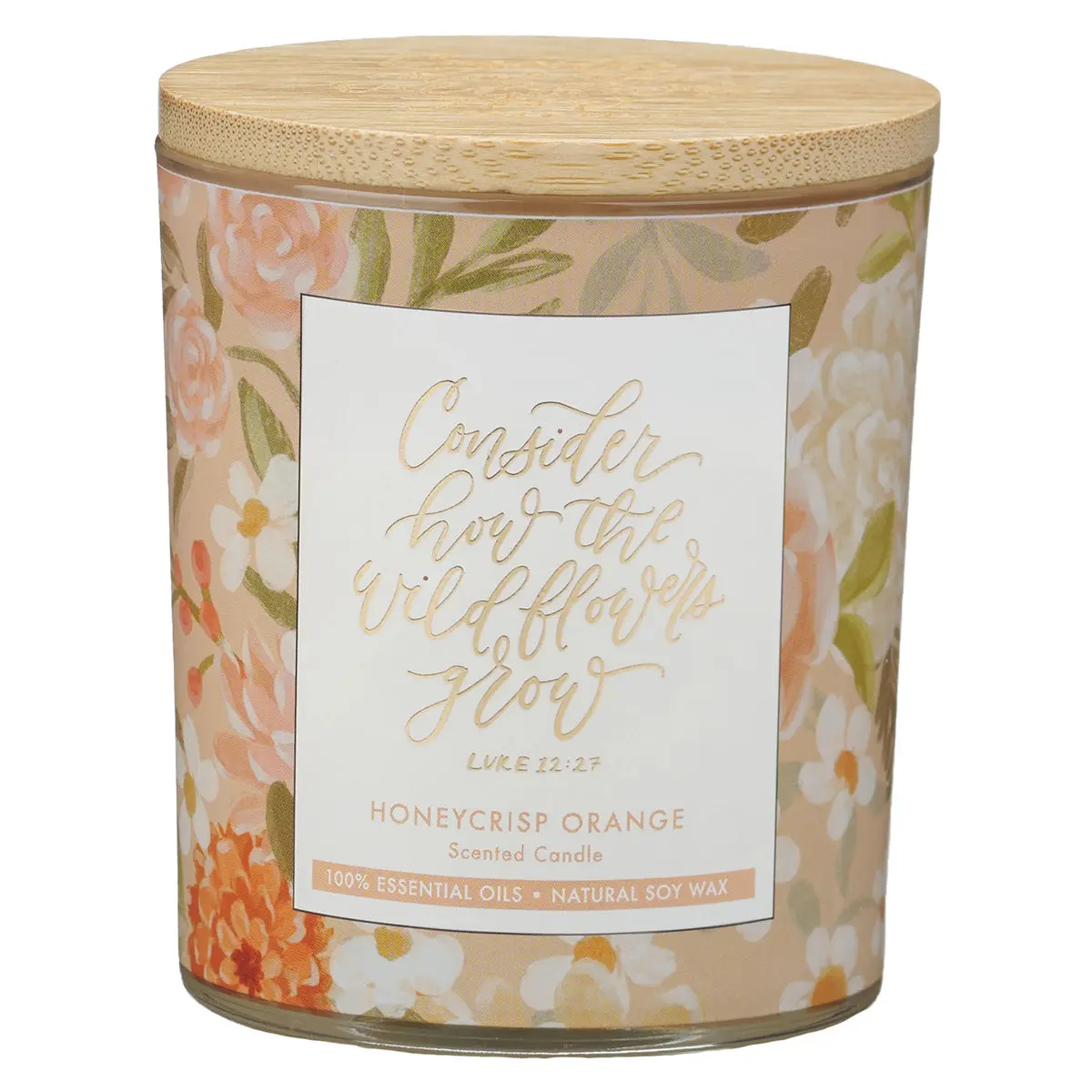 Consider How The Wild Flowers Grow Honeycrisp Orange Scented Candle With Bamboo Lid 1