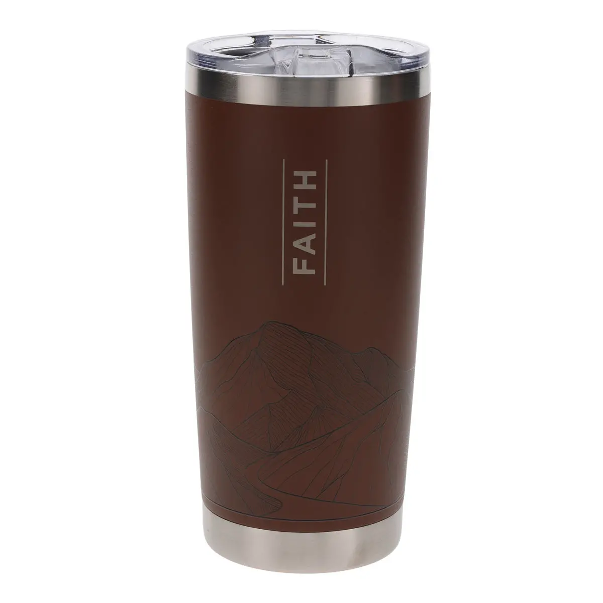 Faith Mountains Brown Stainless Steel Travel Mug 1