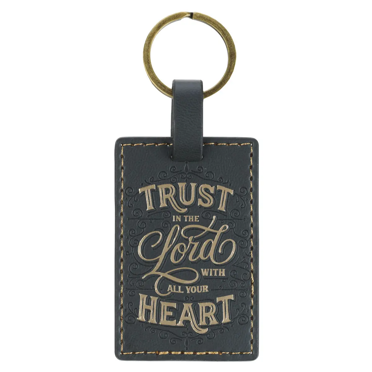 Trust In The Lord With All Your Heart Faux Leather Key Ring 1