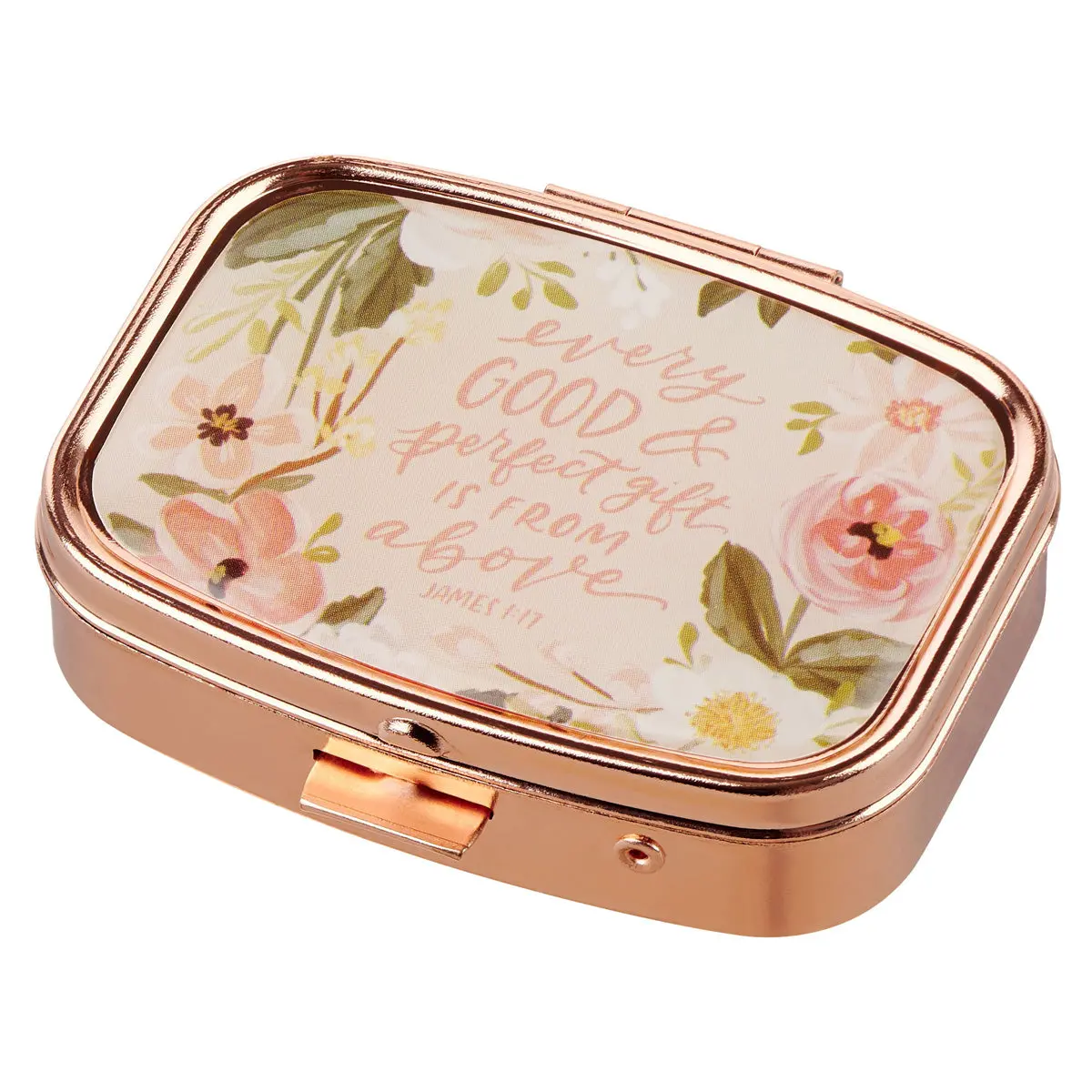 Every Good And Perfect Gift Is From Above Epoxy Rose Gold Metal Pill Case With Mirror 1