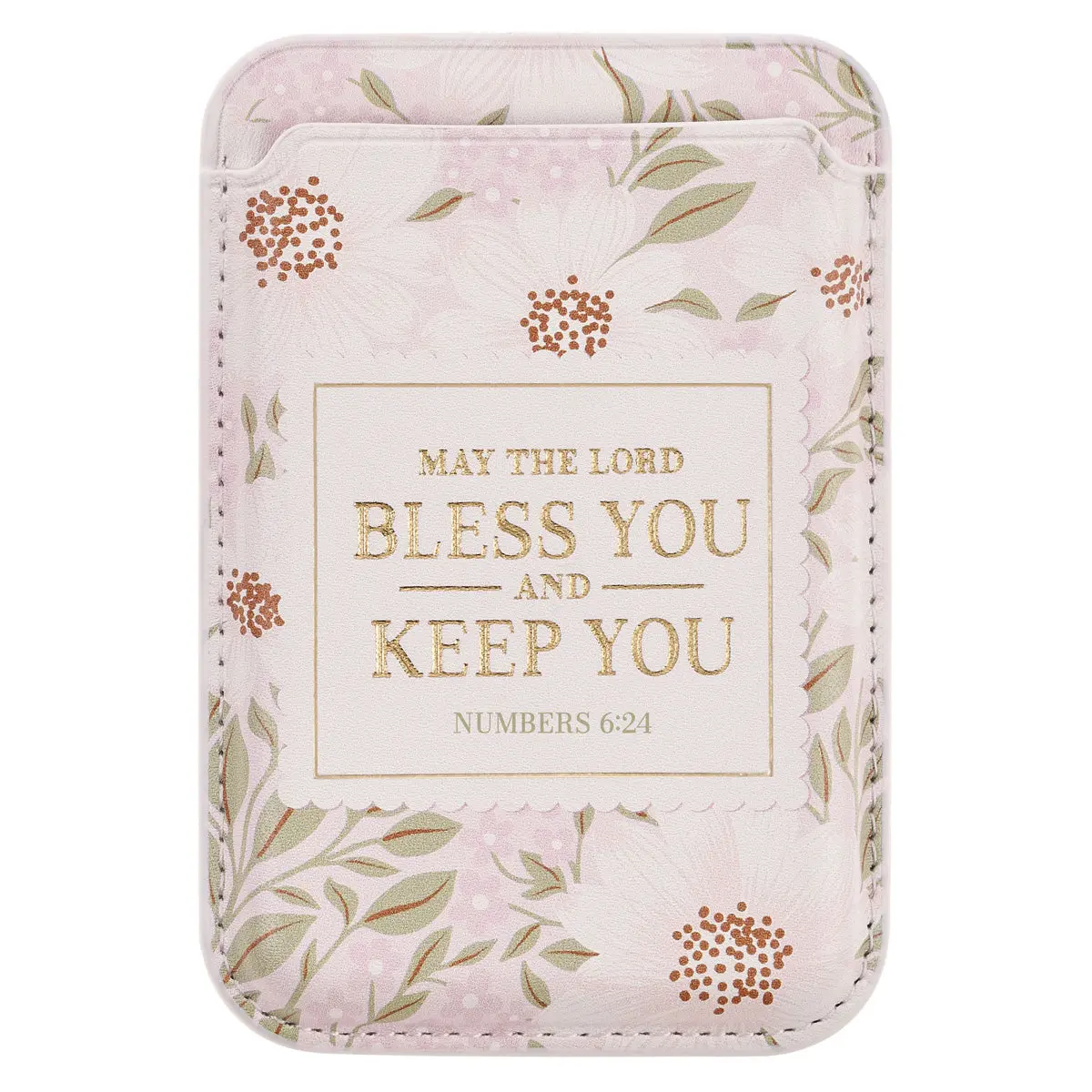 May The Lord Bless You And Keep You White Floral Magnetic Faux Leather Phone Wallet 1