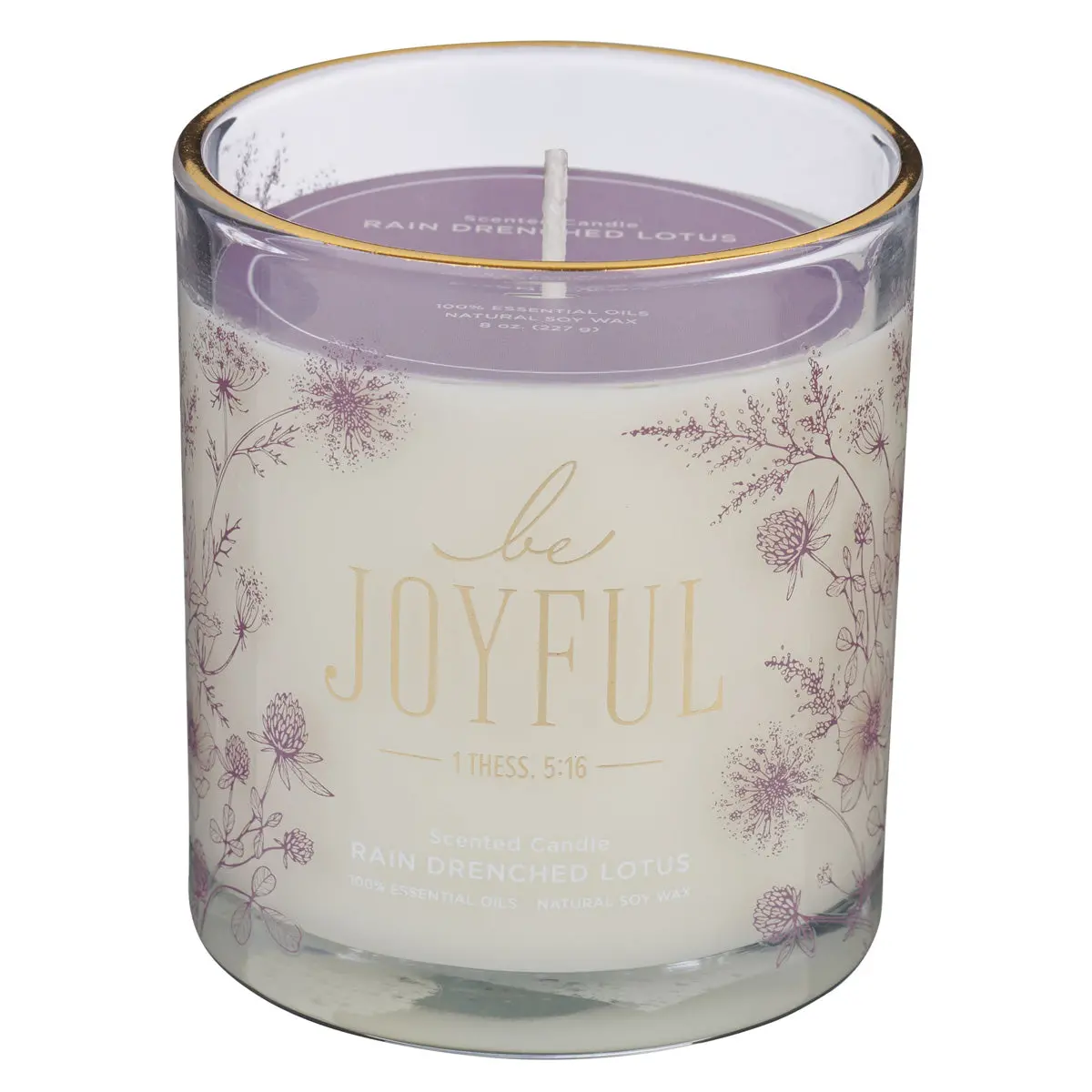 Be Joyful Rain Drenched Lotus Scented Candle With Dust Cover 1