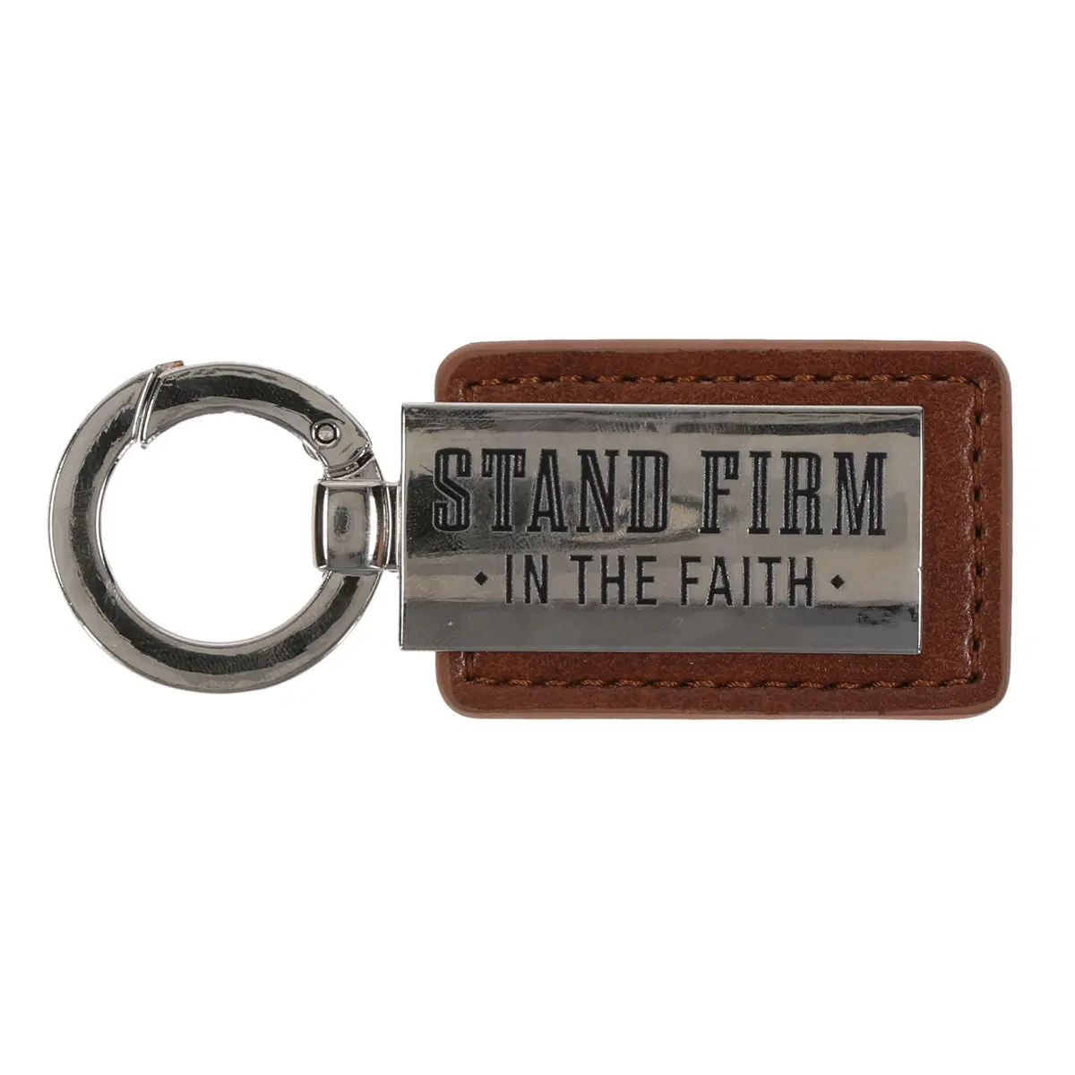 Stand Firm In The Faith Faux Leather Keychain 1