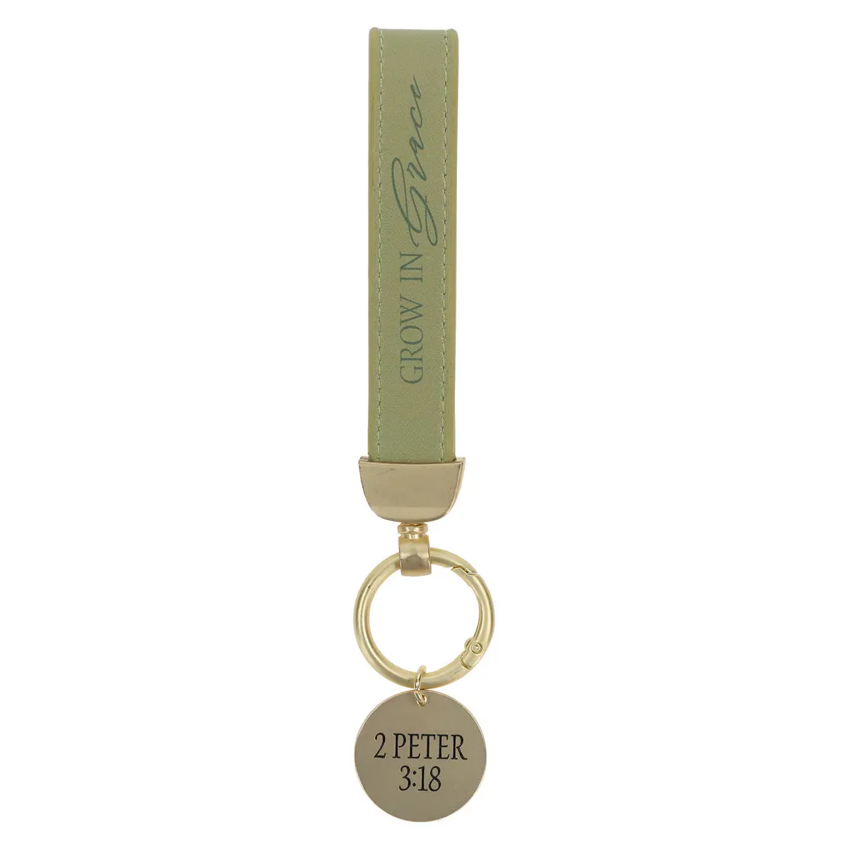 Grow In Grace Faux Leather Wristlet Keychain With Charm 1