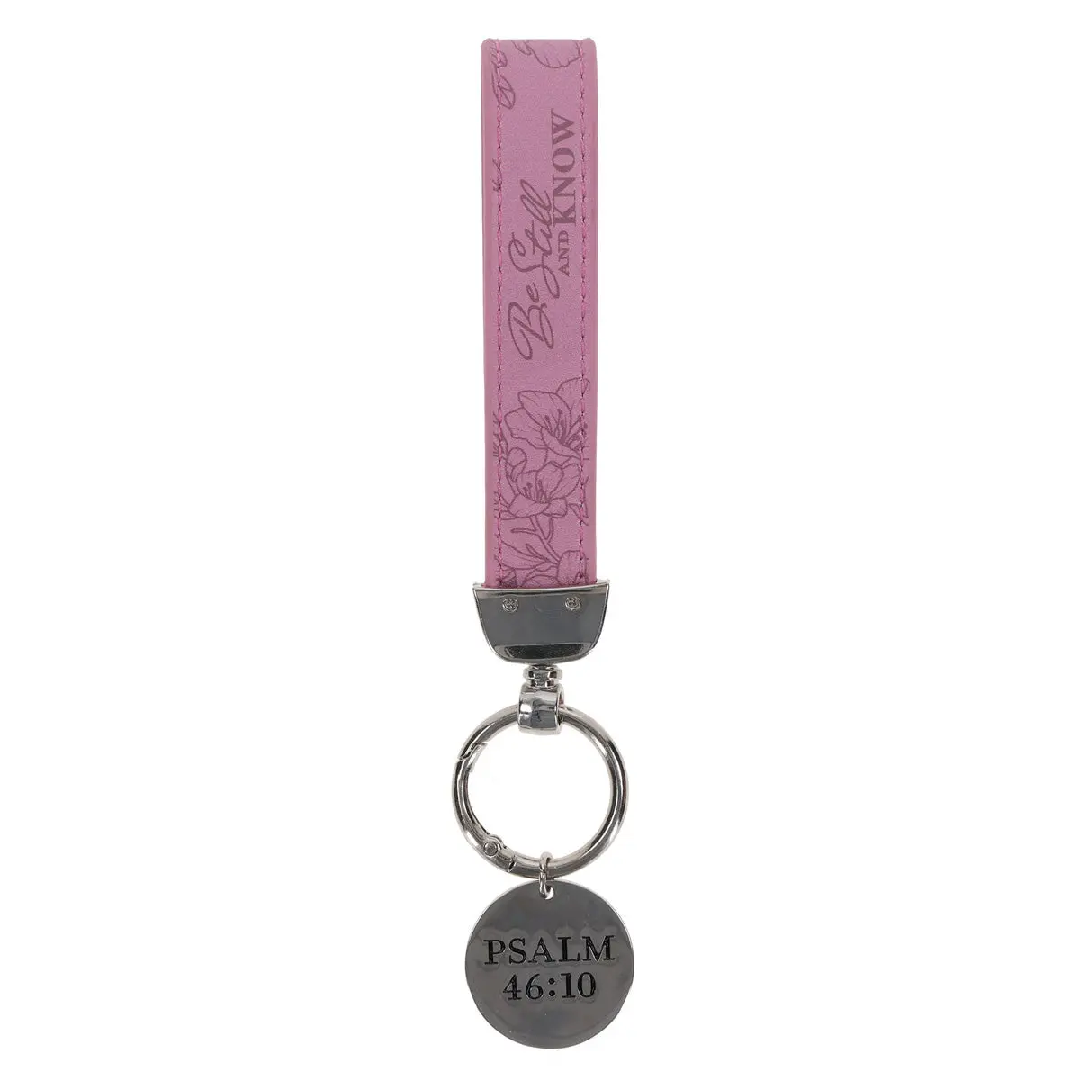 Be Still And Know Faux Leather Wristlet Keychain With Charm 1