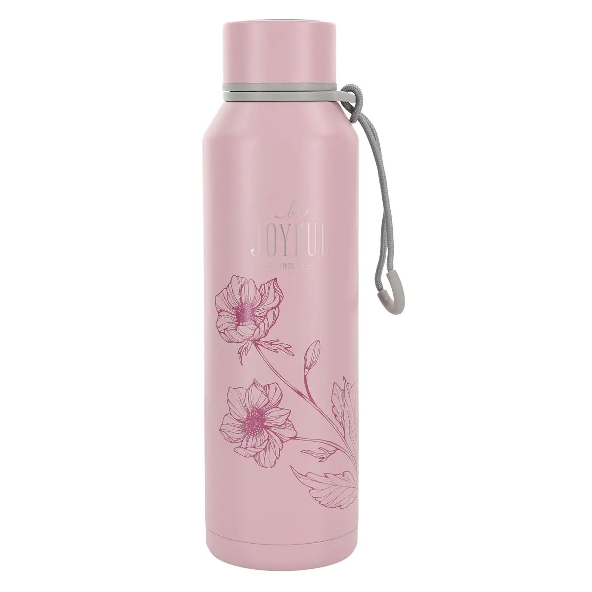 Be Joyful Pink Stainless Steel Water Bottle 1