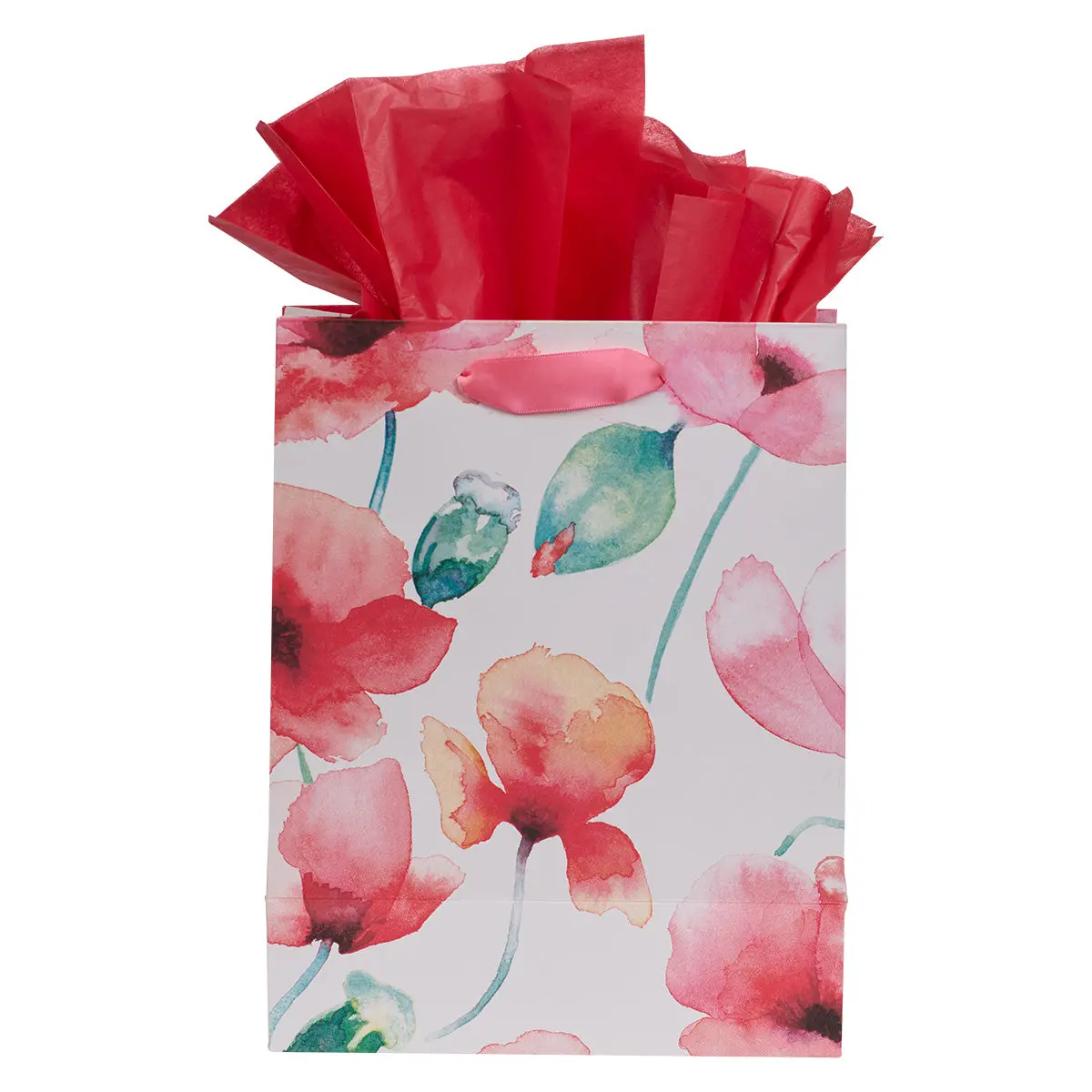 You've Got This! Coral Poppies Medium Gift Bag With Gift Tag 2