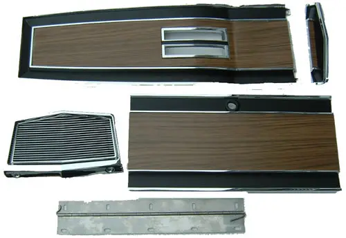 131A-70Set Mopar 1969-70 B-Body Woodgrain Automatic Console Plate Kit 1