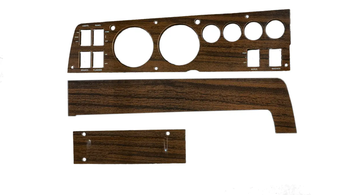 141W-Rdacset Mopar 1969 B-Body Woodgrain Rallye Dash Bezel Kit (Radio Delete - With Ac) 1