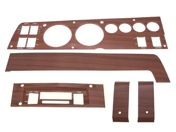141W-Set Mopar 1969 B-Body Woodgrain Rallye Dash Bezel Kit (Am/Fm - No Ac) 1