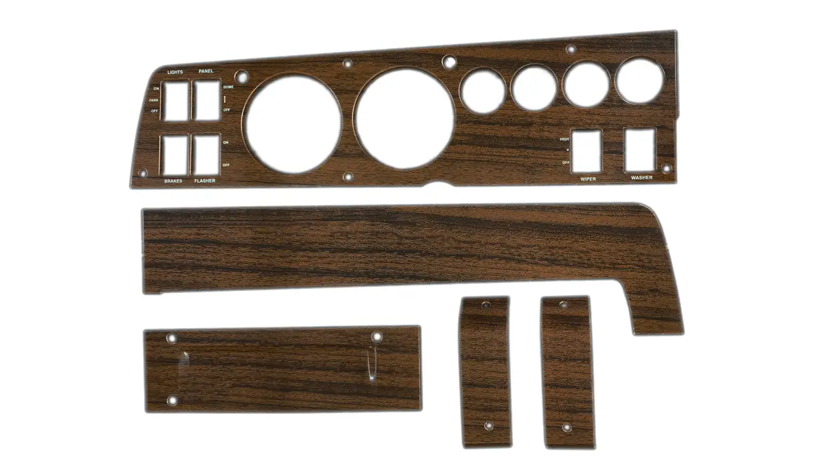 141W-Rdset Mopar 1969 B-Body Woodgrain Rallye Dash Bezel Kit (Radio Delete - No Ac) 1