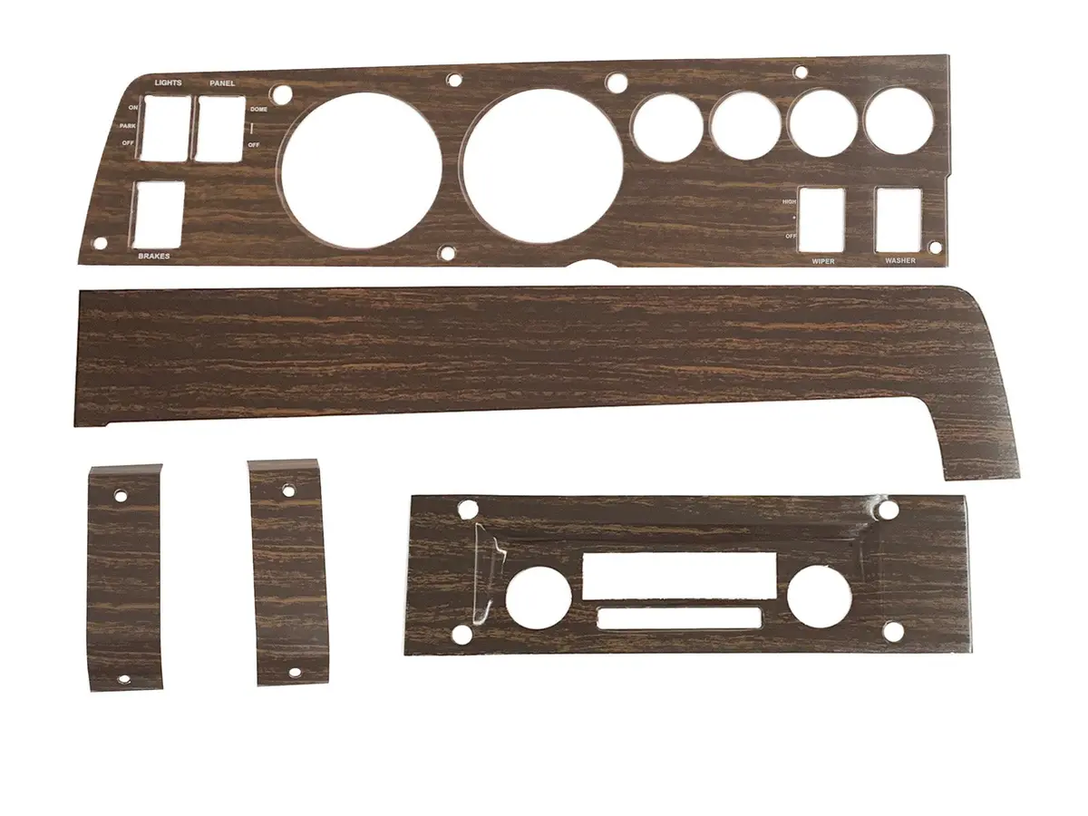142W-Set Mopar 1970 B-Body Woodgrain Rallye Dash Bezel Kit (Am/Fm - No Ac) 1