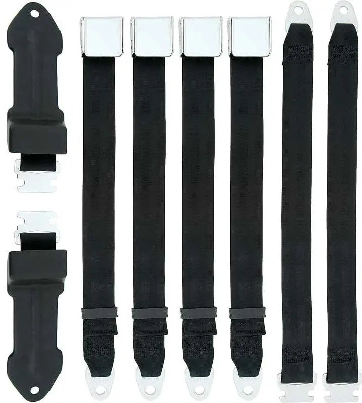 1850-66Ben-100 Mopar 1966-67 B-Body Bench Seatbelt Set (Black 1