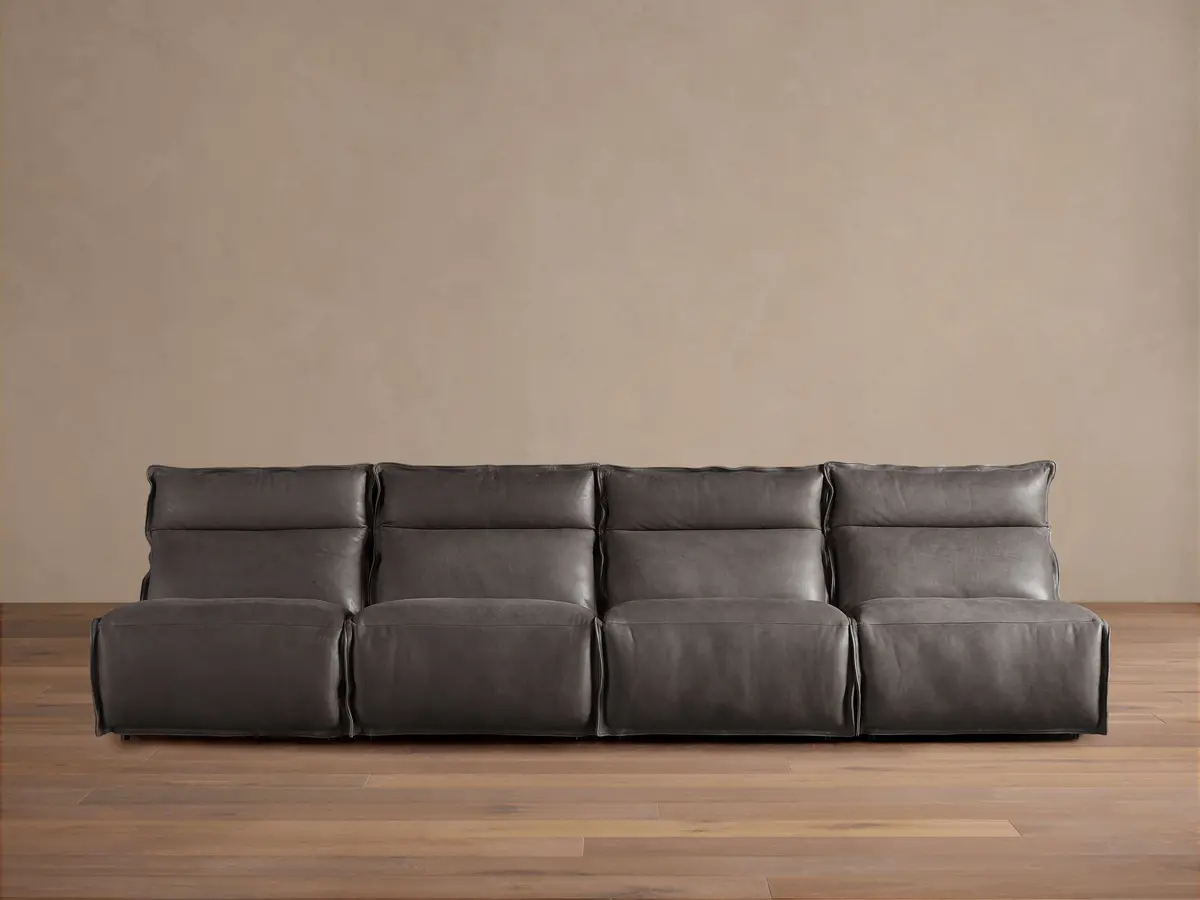 Rowland Leather Four-Piece Armless Motion Modular Sofa 1
