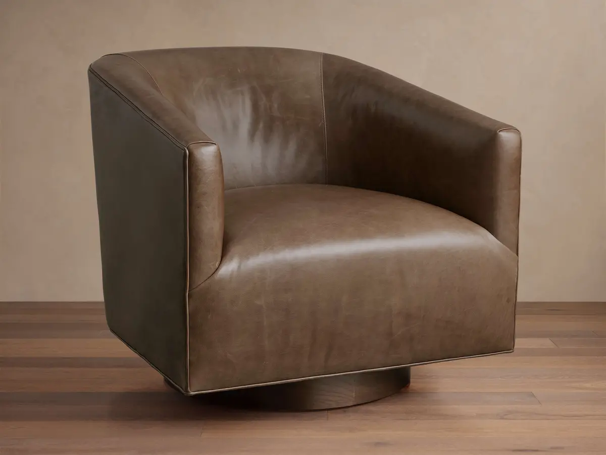 Ellison Leather Plinth Swivel Chair 1