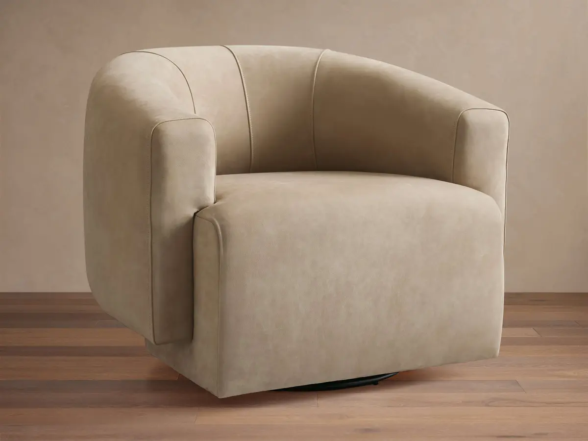 Hamlin Nubuck Leather Swivel Chair 1