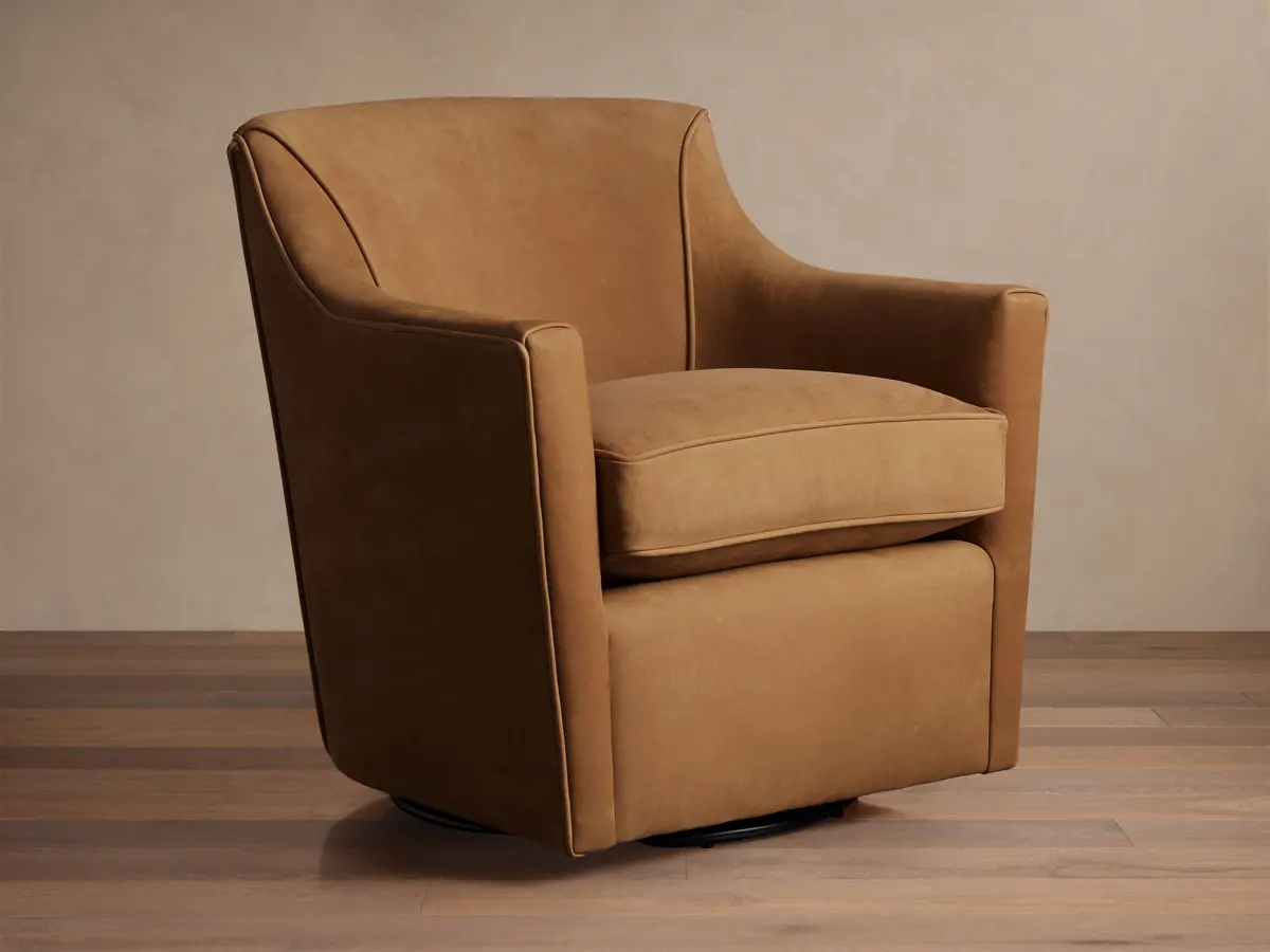 Morris Nubuck Leather Swivel Chair 1