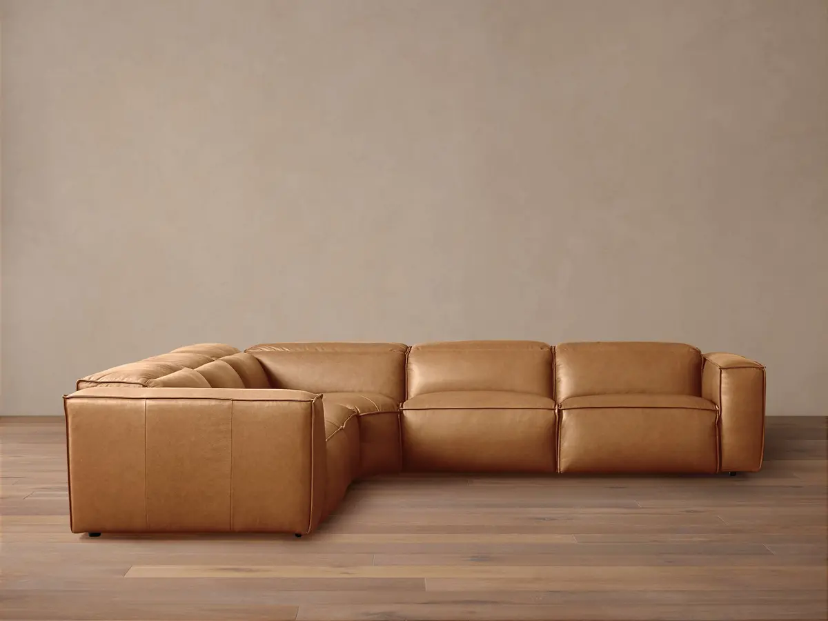 Coburn Leather Five-Piece Motion Corner Sectional 1