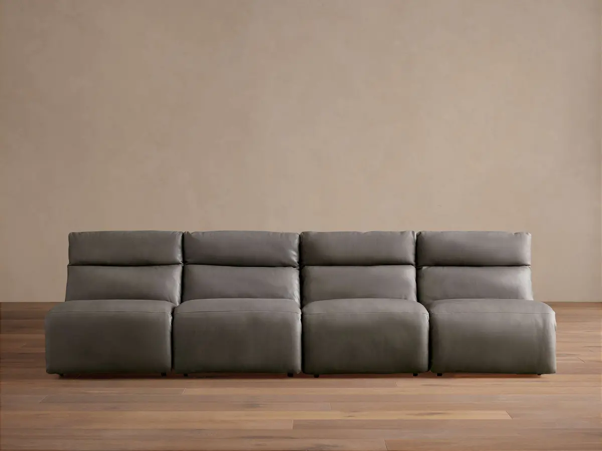 Rowland Tailored Leather Four-Piece Armless Motion Modular Sofa 1
