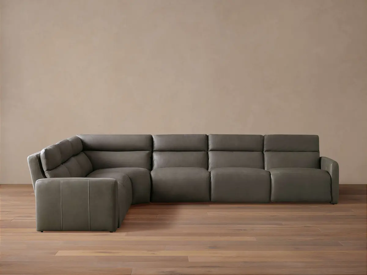 Rowland Tailored Leather Six-Piece Motion Sectional 1